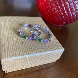 NIB jtv mixed gemstone hoop earrings